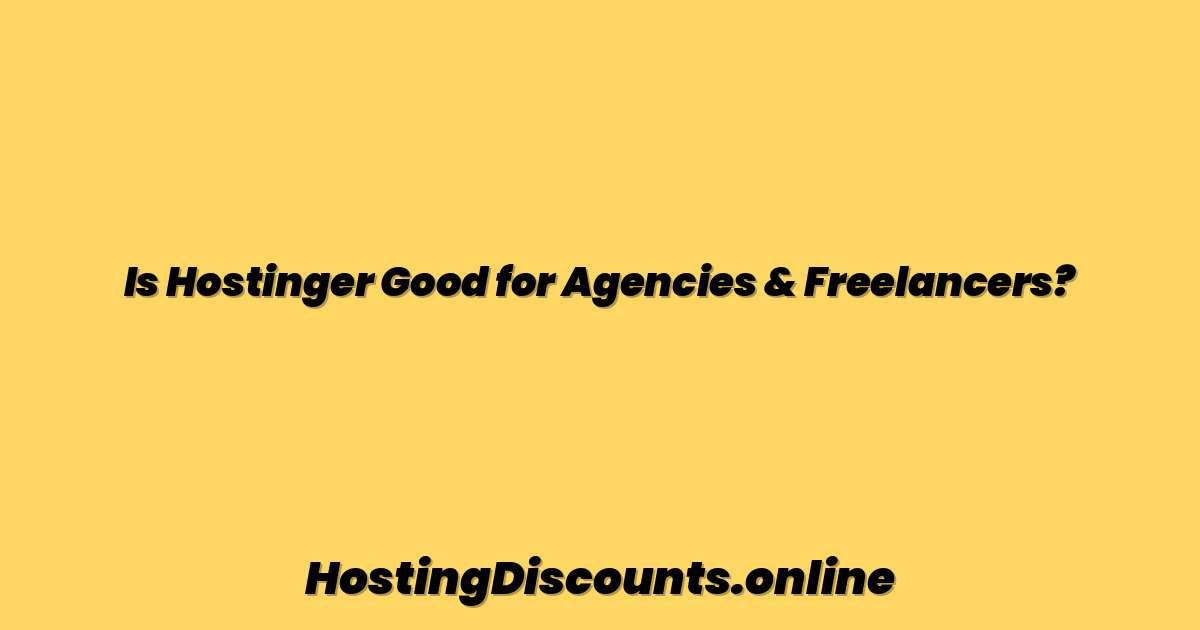 Is Hostinger Good for Agencies & Freelancers?